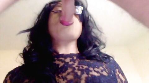 Hot Latina Crossdresser Blowjob and Facial