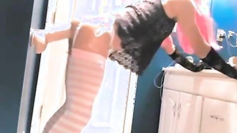 Crossdresser Plays with Huge Sex Toy on Webcam