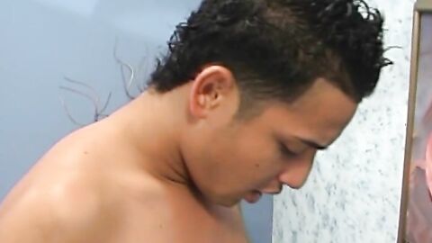 Latino twink barebacks his lover and sprays cum on his ass
