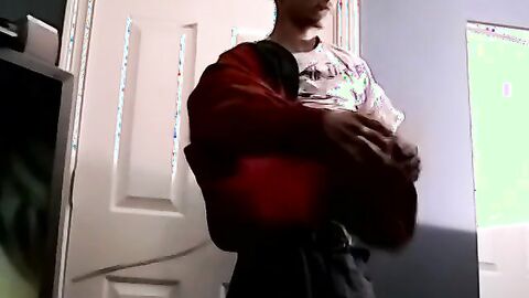 Amateur jock shows off his big dick and masturbates rough