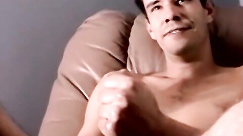 Thick throbbing cock amateur jerks off in homemade solo