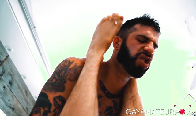 Inked Romeo Davis dominate the smooth asshole of Ryan Jacobs in a rough ass fucking s