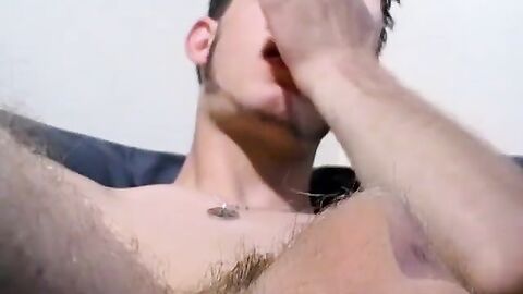 Hairy Bleu fingered his tight butthole while lighting up his cig