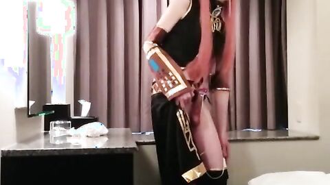 Asian Crossdresser Cums Cosplaying