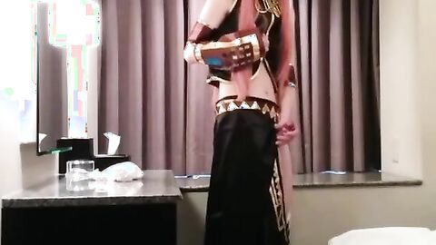 Asian Crossdresser Cums Cosplaying