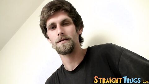 Hairy straight guy masturbating solo and teasing in bed