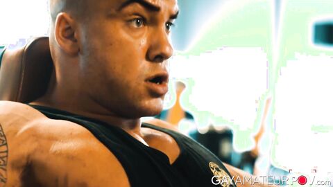 Hardcore dick stroking after a morning workout at the gym by muscular Philippe Massa