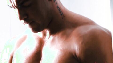 Hardcore dick stroking after a morning workout at the gym by muscular Philippe Massa