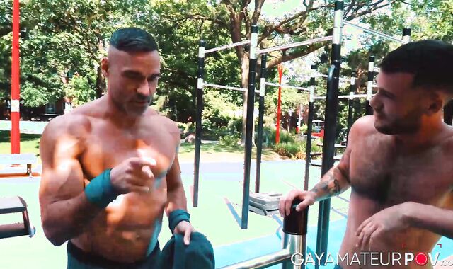 Gymnast Tan Blitz gets lessons from professional acrobat Manuel Skye during their ass