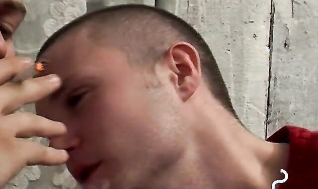 Smoking twink spreads wide for his frat buddys cock