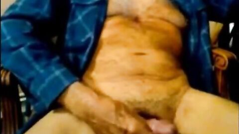 Amateur Bear Grandpa Cums with Toy