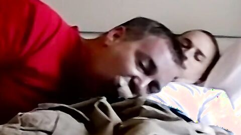 Chubby man receives cum in mouth in interracial threesome