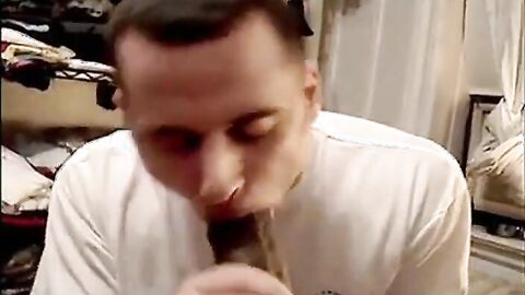 Muscular Amateur Sucks a Huge Black Cock