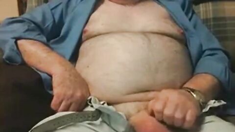 Hairy Grandpa Bear Strokes His Big Cock