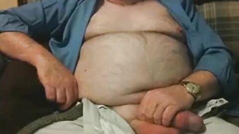 Hairy Grandpa Bear Strokes His Big Cock