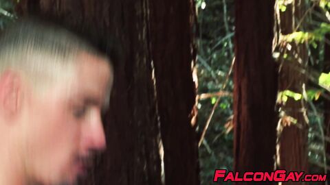 Muscular Skyy Knox anal fucked in woods by hunky Ryan Rose