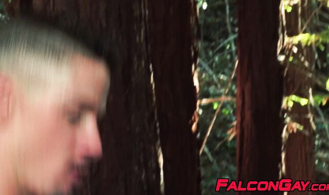 Muscular Skyy Knox anal fucked in woods by hunky Ryan Rose