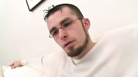 Hot teen jerks off his big hard cock and moans from pleasure