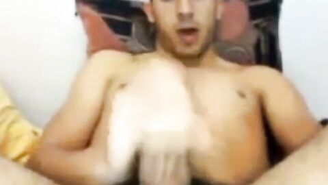 Str8 Guy Strokes His Big Cock and Shoots a Huge Load on Webcam