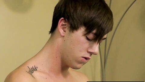 Gorgeous twink teases his little ass and pulls his meat rod