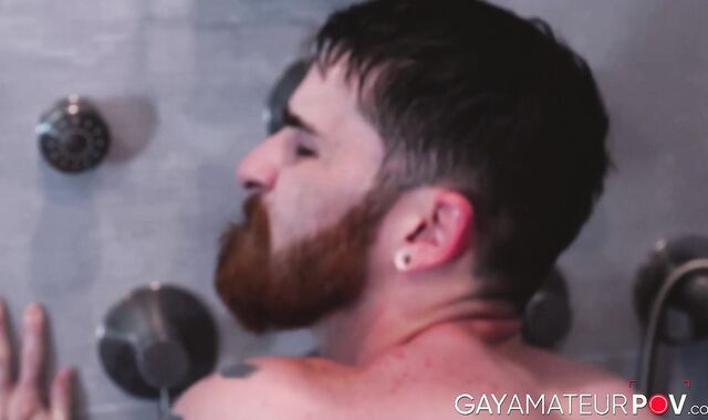 Sexy blond Armando De Armas bent over in a flip flop fuck with bearded Nick Milani