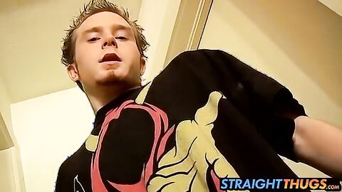 Straight thug Billy cums after stroking his big hard cock