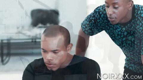 Ebony dudes Liam Cyber and Timarrie Baker engage in throat fucking and ass hammering