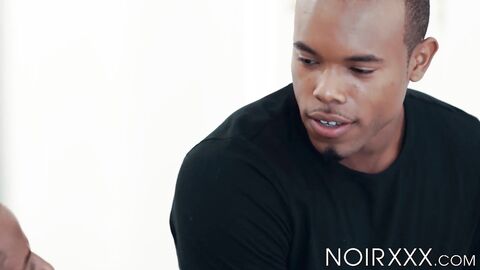 Ebony dudes Liam Cyber and Timarrie Baker engage in throat fucking and ass hammering