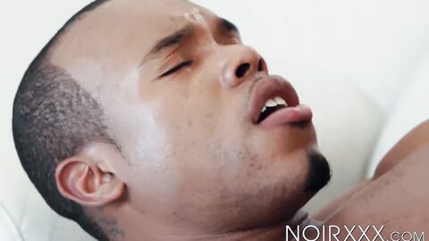 Ebony dudes Liam Cyber and Timarrie Baker engage in throat fucking and ass hammering