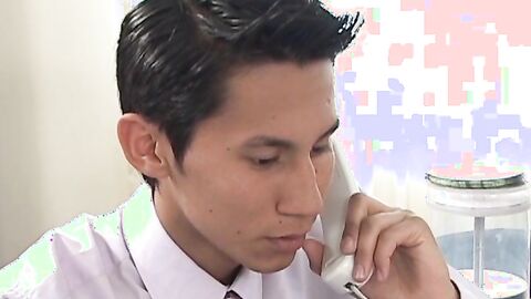 Two cock hungry Latino twinks screwing at the office