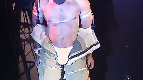 Hunky man restricted hard and waiting to be tormented hard by his captor