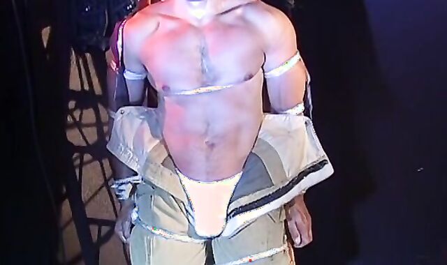 Hunky man restricted hard and waiting to be tormented hard by his captor