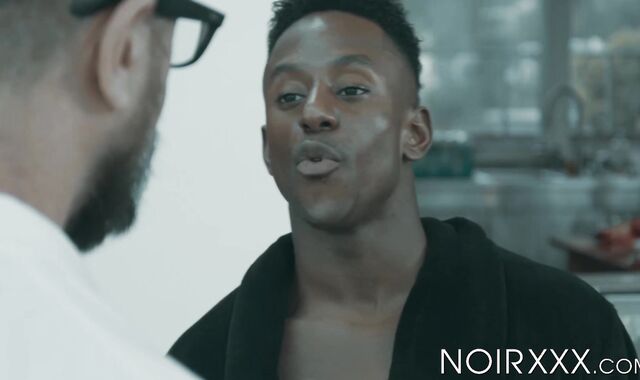 Curly Liam Cybers rock hard black abdomen gets pigmented by my oozing white cum