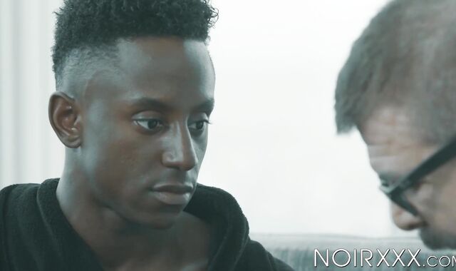 Curly Liam Cybers rock hard black abdomen gets pigmented by my oozing white cum