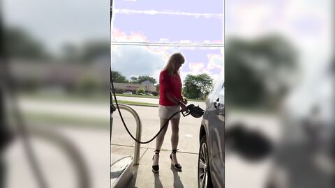 Crossdresser Fun at the Gas Station