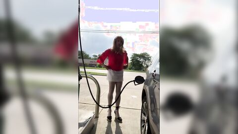 Crossdresser Fun at the Gas Station