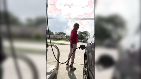 Crossdresser Fun at the Gas Station