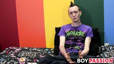 Punk rock twink Chris Jett masturbates and cums