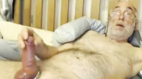 Big-Cock Bear Grandpa Strokes Solo