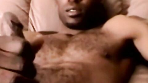 Handsome black amateur jerks off his BBC and cums solo