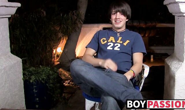 Interviewed young twink Jordan Long masturbates and cums