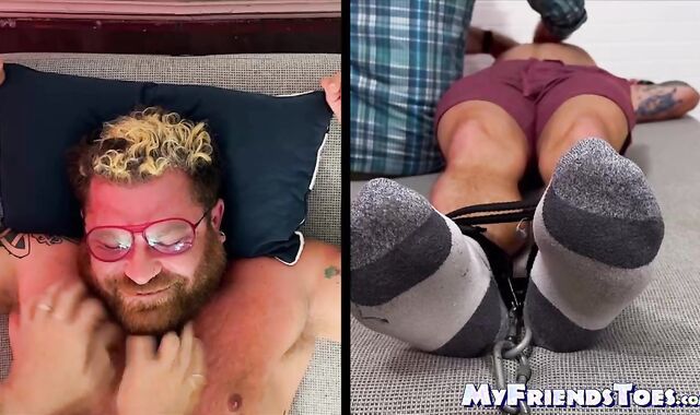 Hairy Riley was bound and endured the tickling torment by the master