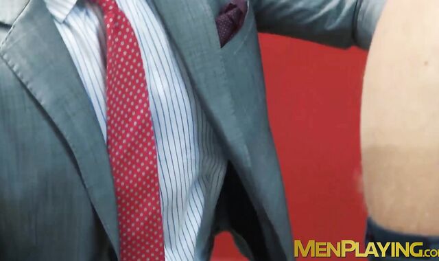 Wild man in suit Logan Moore rimmed and doggystyle pounded