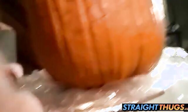 Billy and Chain carves holes on pumpkin and fucks
