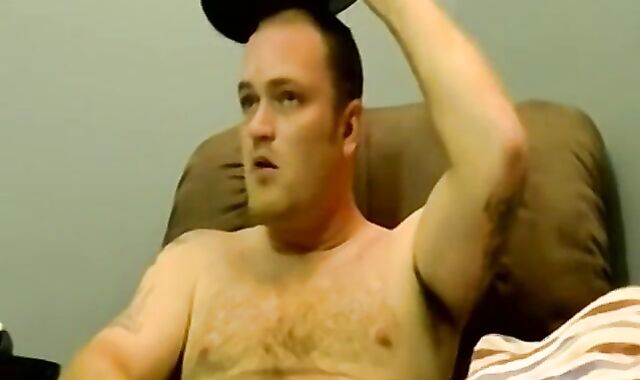 Horny gay guy dick spanks fat ass before wanking up to cum