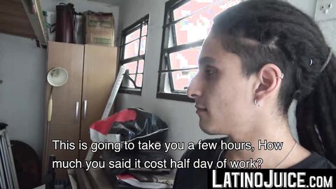 LatinoJuice.com - Cain - Long haired employee Cain bred hard after jerking his long d