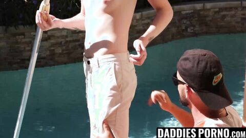 DaddiesPorno.com - Myott Hunter & Derek Allen - Pool cleaning got intense resulting i