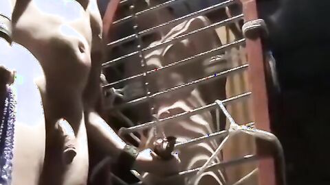 Poor submissive dude Chet Walker takes the painful heavy chain tugging his meat