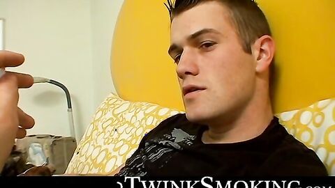 Chainsmoker Bryce Corbin lights up his favorite smoke and starts jerking off