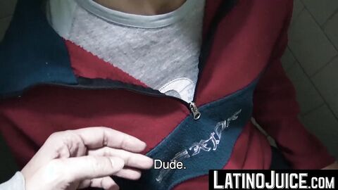 LatinoJuice.com - Me and kinky Nicolas jerk each others huge cocks inside the public